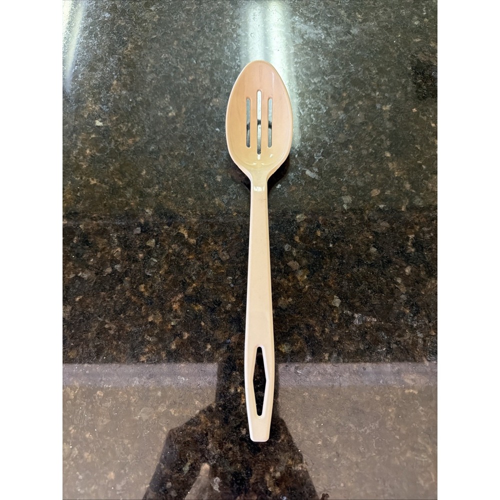 Vintage Tailor Made Slotted Spoon Plastic Beige 11.5" Utensil Serving Kitchen